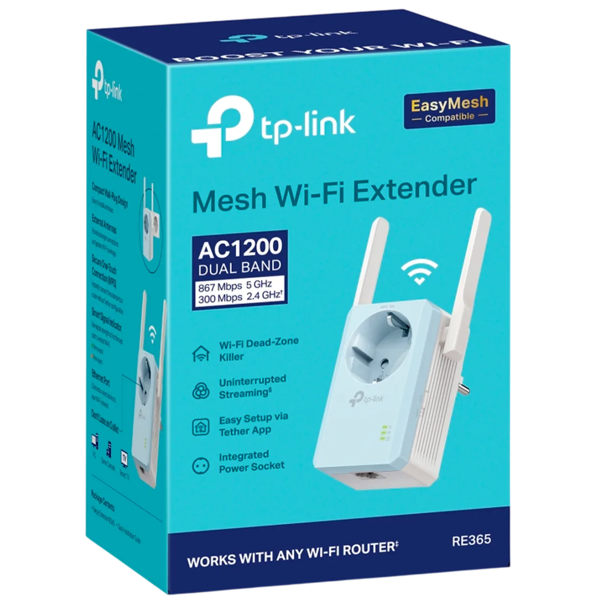 TP-Link RE365 / AC1200 Двухдиапазонный усилитель сигнала Wi-Fi 5 со встроенной розеткой