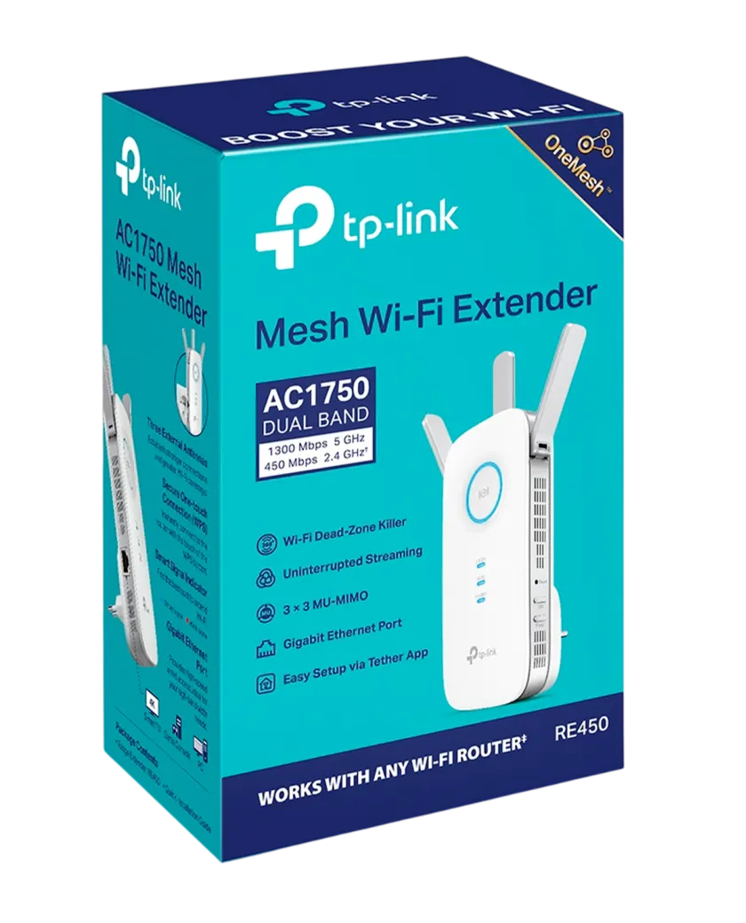 TP-Link RE450 / AC1750 Двухдиапазонный усилитель сигнала Wi-Fi 5 с поддержкой Mesh