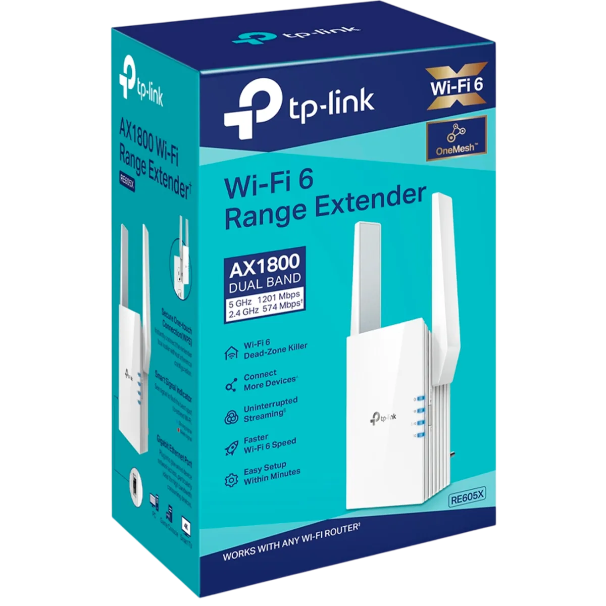TP-Link RE605X / AX1800 Двухдиапазонный усилитель сигнала Wi-Fi 6 с поддержкой Mesh