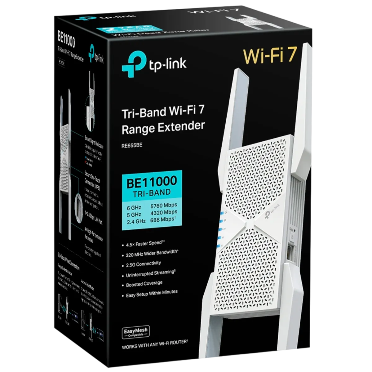 TP-Link RE655BE / BE11000 Трехдиапазонный усилитель сигнала Wi-Fi 7 с поддержкой Mesh