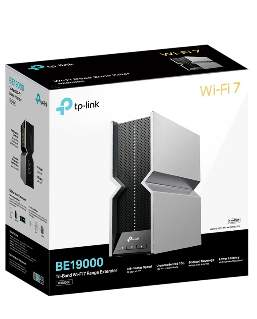 TP-Link RE800BE / BE19000 Трехдиапазонный усилитель сигнала Wi-Fi 7 с поддержкой Mesh