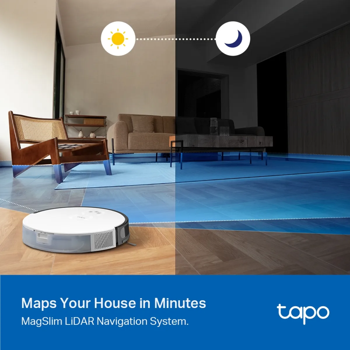 TP-Link Tapo RV20 Max / Робот-пылесос и швабра MagSlim с лидарной навигацией и мощностью всасывания 5300 Па