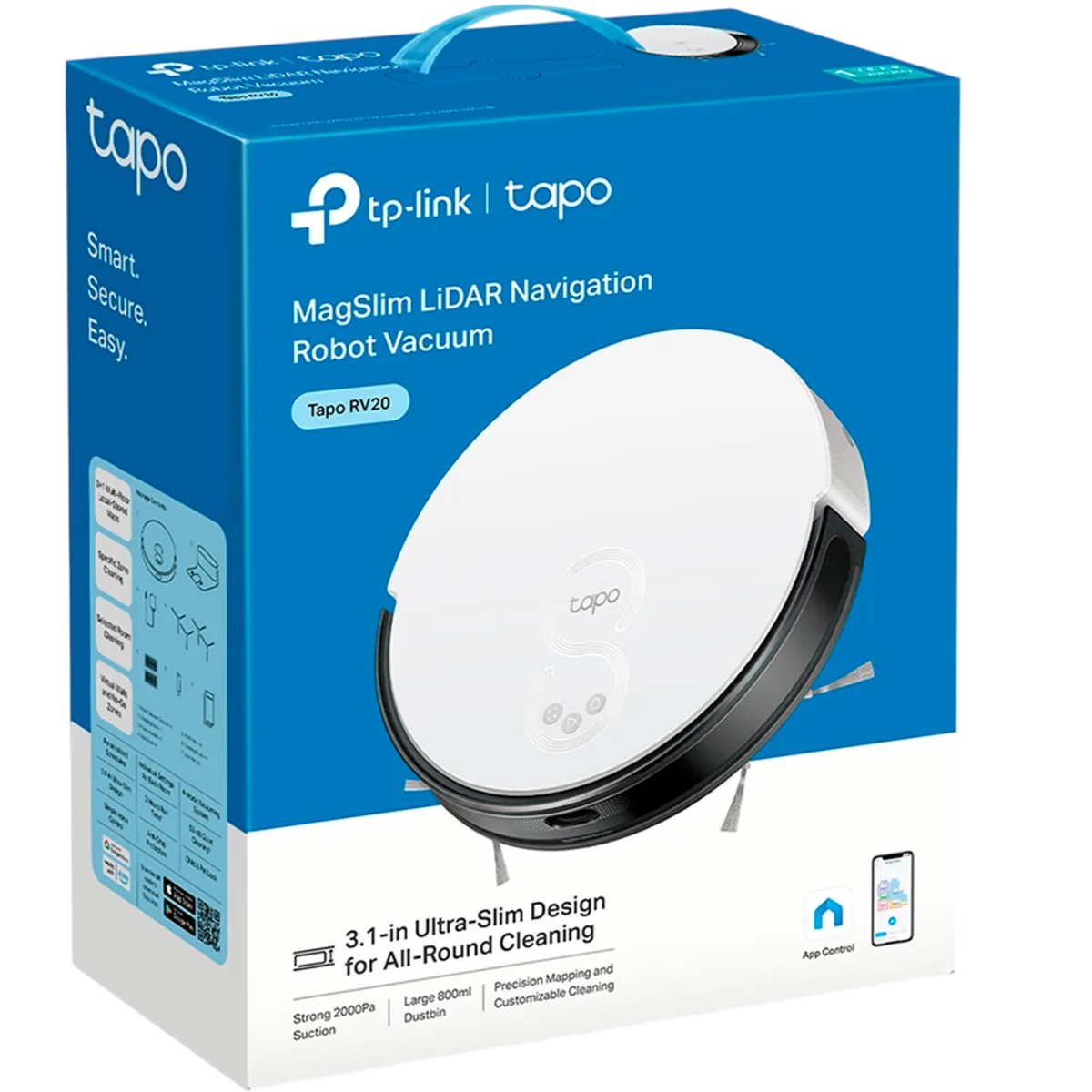 TP-Link Tapo RV20 Max / Робот-пылесос и швабра MagSlim с лидарной навигацией и мощностью всасывания 5300 Па