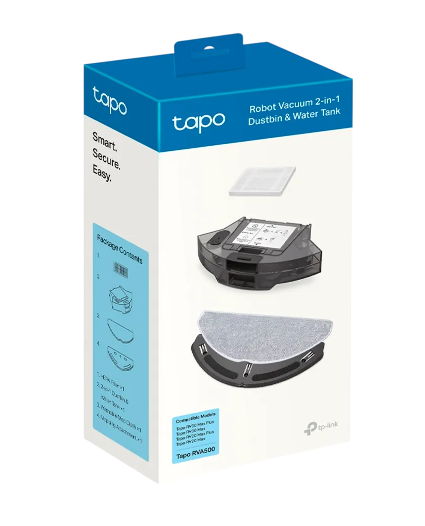 TP-Link Tapo RVA500 / Робот-пылесос Tapo 2-в-1: пылесборник и резервуар для воды