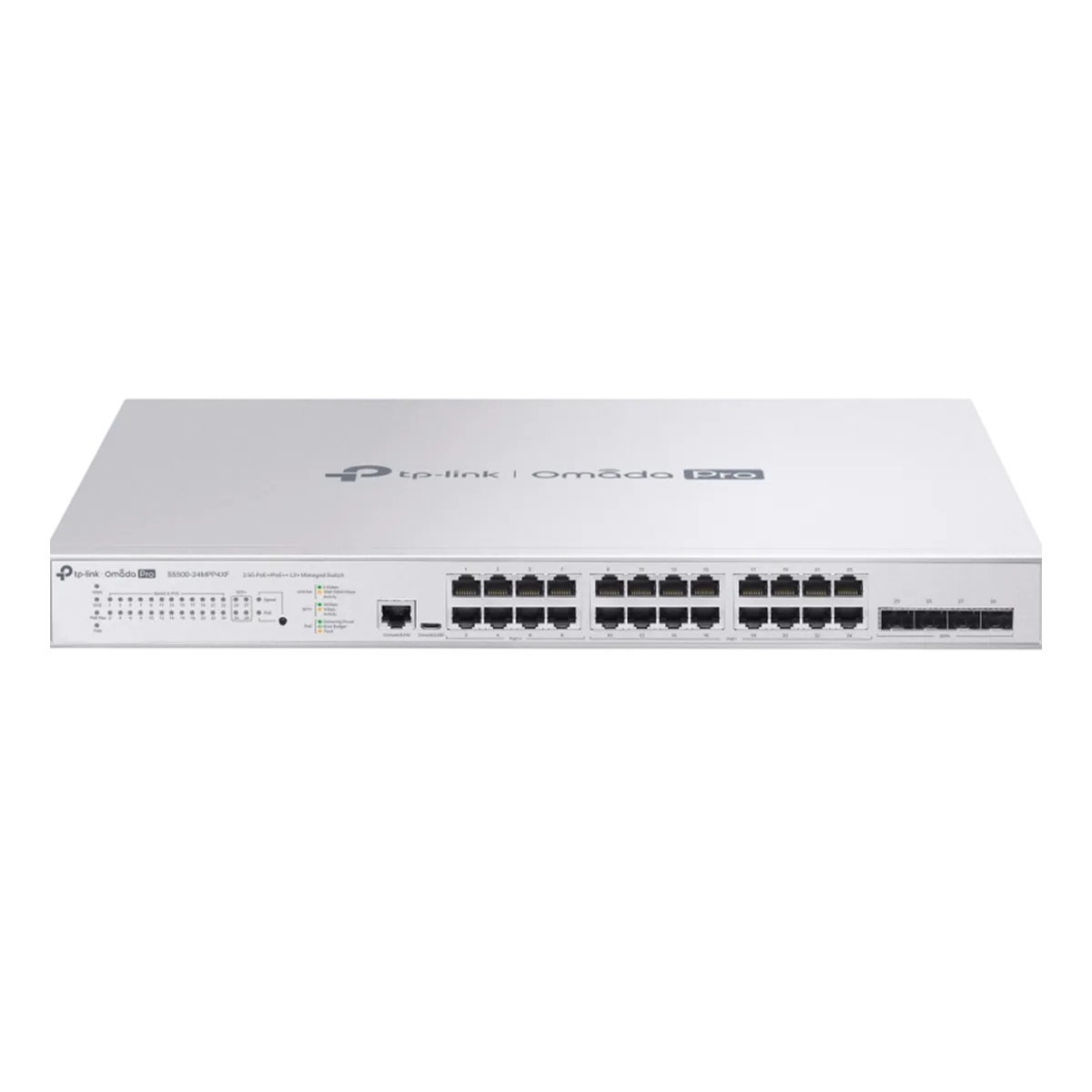 TP-Link Omada Pro S5500-24MPP4XF / Управляемый коммутатор с 24 портами PoE+ 2.5G L2+ и 4 слотами SFP+.