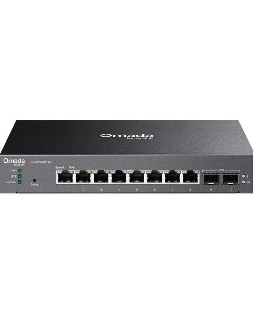 TP-Link Omada SG2210XMP-M2 /  Управляемый PoE-коммутатор Smart с 8 портами 2.5GBASE-T и 2 SFP+ слотами 10G