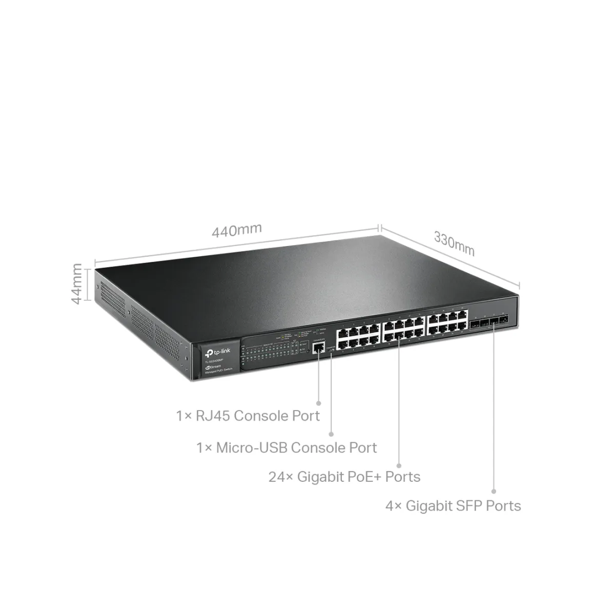 TP-Link Omada SG3428MP / 24‑портовый гигабитный управляемый РоЕ-коммутатор L2 с 4 SFP‑слотами