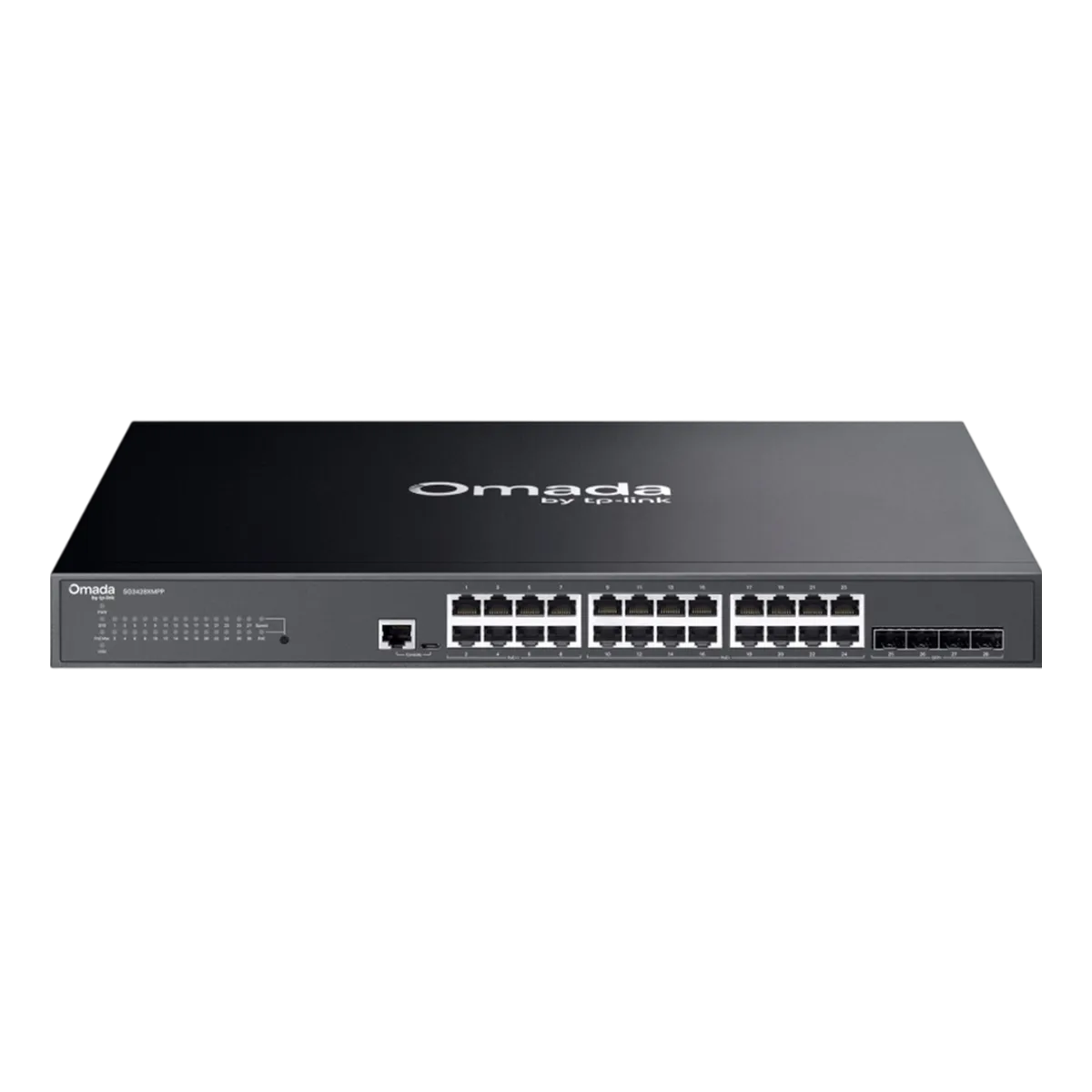 TP-Link Omada SG3428XMPP / 24‑портовый гигабитный управляемый РоЕ-коммутатор уровня L2+ (16 портов PoE+ и 8 портов PoE++) с 4 SFP+ слотами 10G