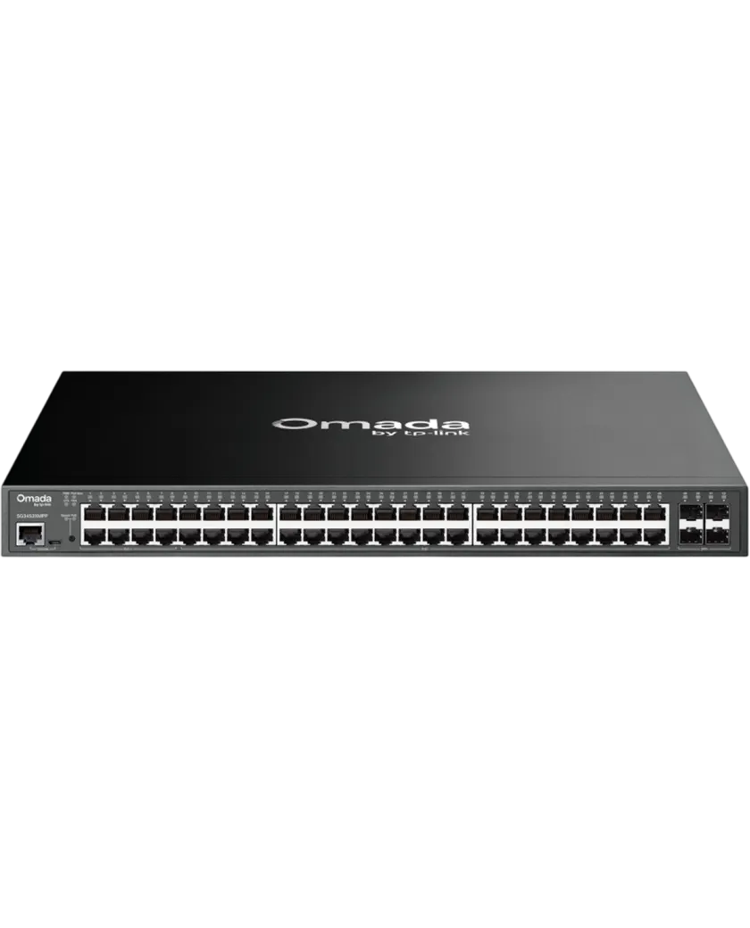 TP-Link Omada SG3452XMPP / 48‑портовый гигабитный управляемый РоЕ-коммутатор уровня L2+ (40 портов PoE+ и 8 портов PoE++) с 4 SFP+ слотами 10G