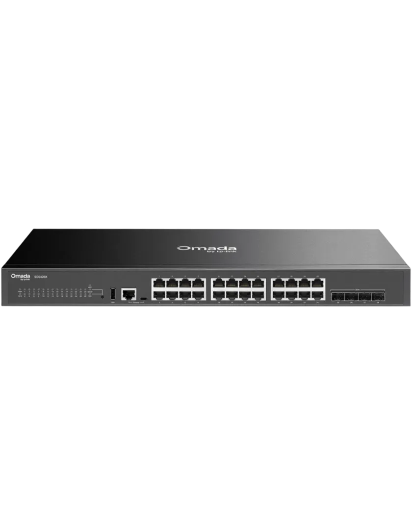 TP-Link Omada SG5428X / 24‑портовый гигабитный стекируемый управляемый коммутатор уровня L3 с 4 SFP+ слотами 10G