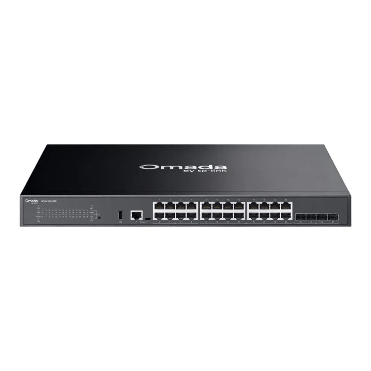 TP-Link Omada SG5428XMPP / 24‑портовый гигабитный стекируемый управляемый РоЕ++ коммутатор уровня L3 с 4 SFP+ слотами 10G