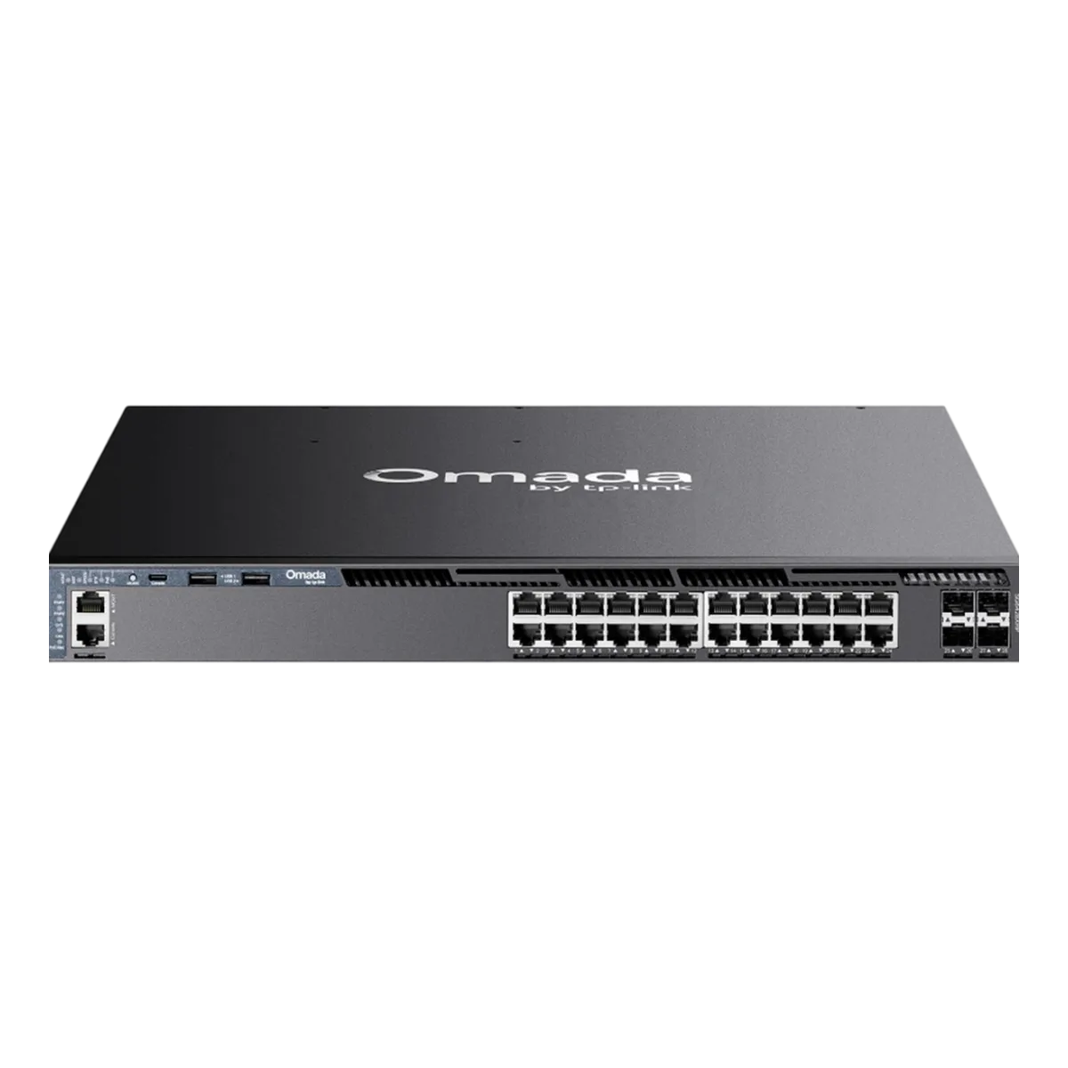 TP-Link Omada SG6428XHP / 24‑портовый гигабитный стекируемый управляемый РоЕ-коммутатор L3 с 4 SFP+ слотами 10G