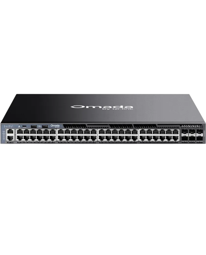 TP-Link Omada SG6654X / 48‑портовый гигабитный стекируемый управляемый коммутатор L3 с 6 SFP+ слотами 10G