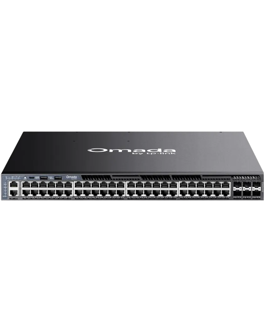 TP-Link Omada SG6654XHP / 48‑портовый гигабитный стекируемый управляемый РоЕ-коммутатор L3 с 6 SFP+ слотами 10G