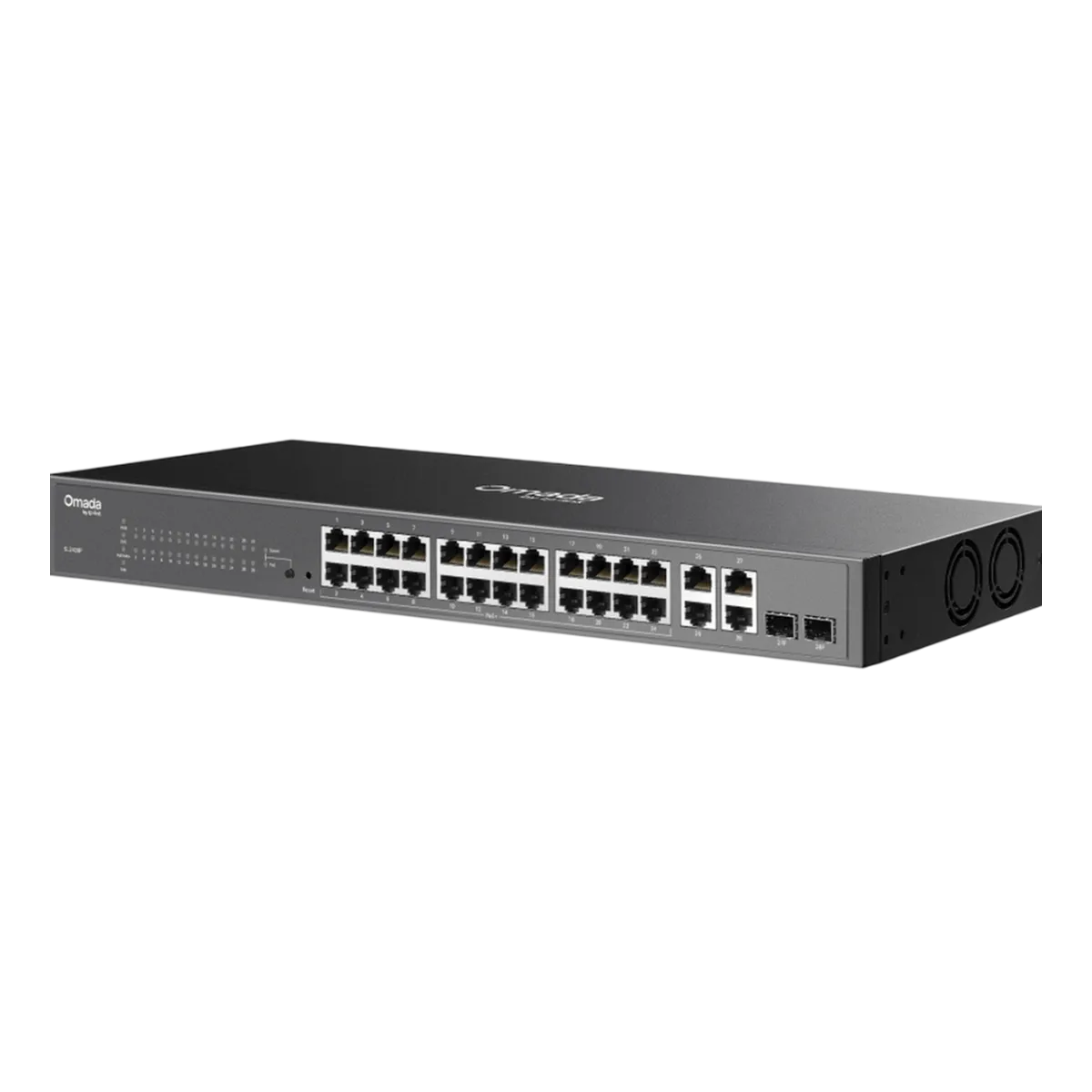 TP-Link Omada SL2428P / 24‑портовый управляемый РоЕ-коммутатор Smart Fast Ethernet, 2 гигабитными портами без РоЕ и 2 SFP слотами