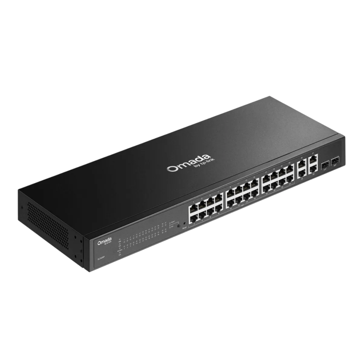 TP-Link Omada SL2428P / 24‑портовый управляемый РоЕ-коммутатор Smart Fast Ethernet, 2 гигабитными портами без РоЕ и 2 SFP слотами