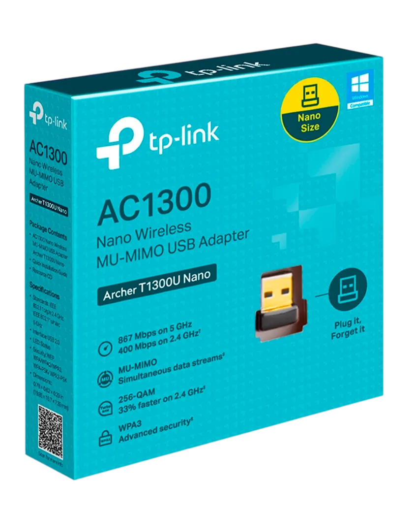 TP-Link Archer T1300U Nano / AC1300 Двухдиапазонный беспроводной MU-MIMO Nano USB-адаптер