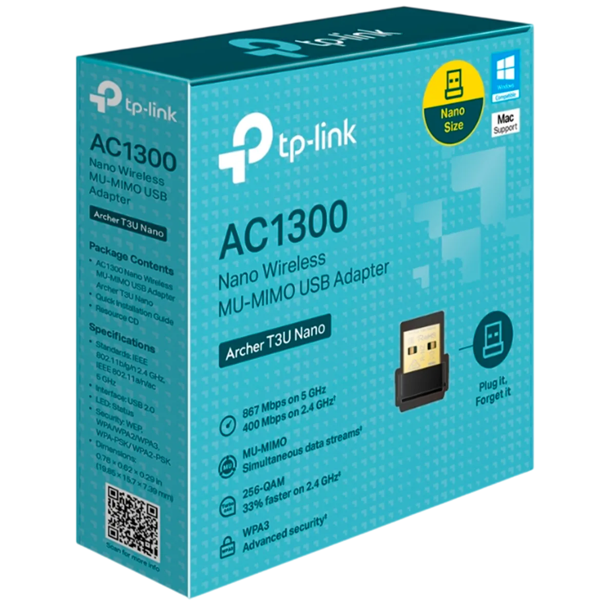 TP-Link Archer T3U Nano / AC1300 Двухдиапазонный беспроводной Nano USB-адаптер