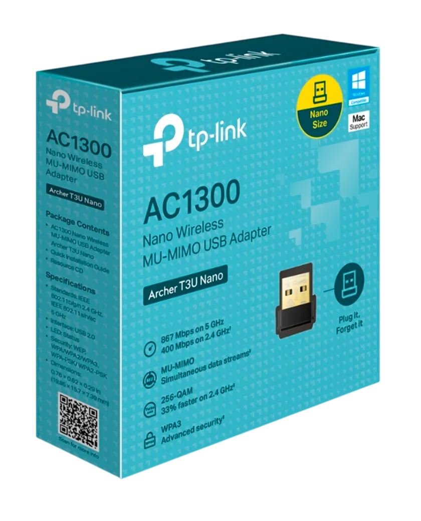TP-Link Archer T3U Nano / AC1300 Двухдиапазонный беспроводной Nano USB-адаптер