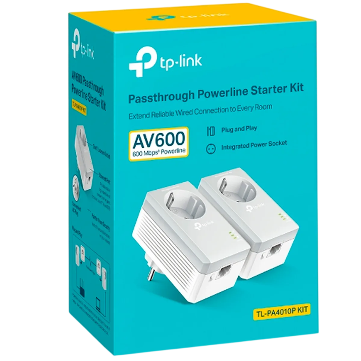 TP-Link TL-PA4010P KIT / AV600 Комплект адаптеров Powerline со встроенной розеткой