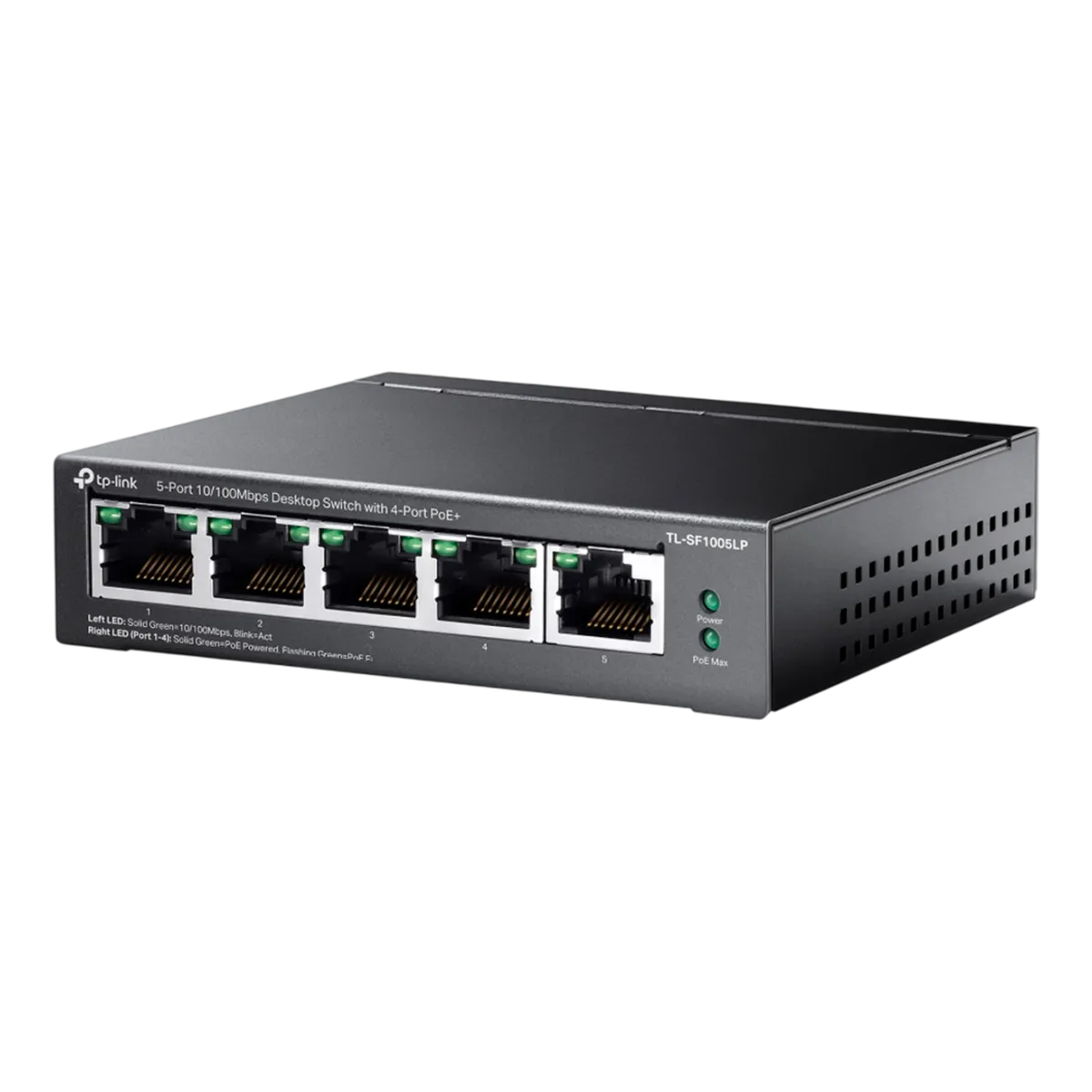 TP-Link TL-SF1005LP / Неуправляемый PoE-коммутатор (4 порта PoE+ 10/100 Мбит/с, 1 порт 10/100 Мбит/с без РоЕ)