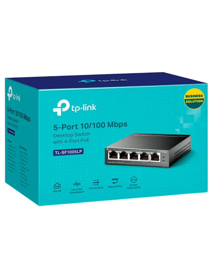 TP-Link TL-SF1005LP / Неуправляемый PoE-коммутатор (4 порта PoE+ 10/100 Мбит/с, 1 порт 10/100 Мбит/с без РоЕ)
