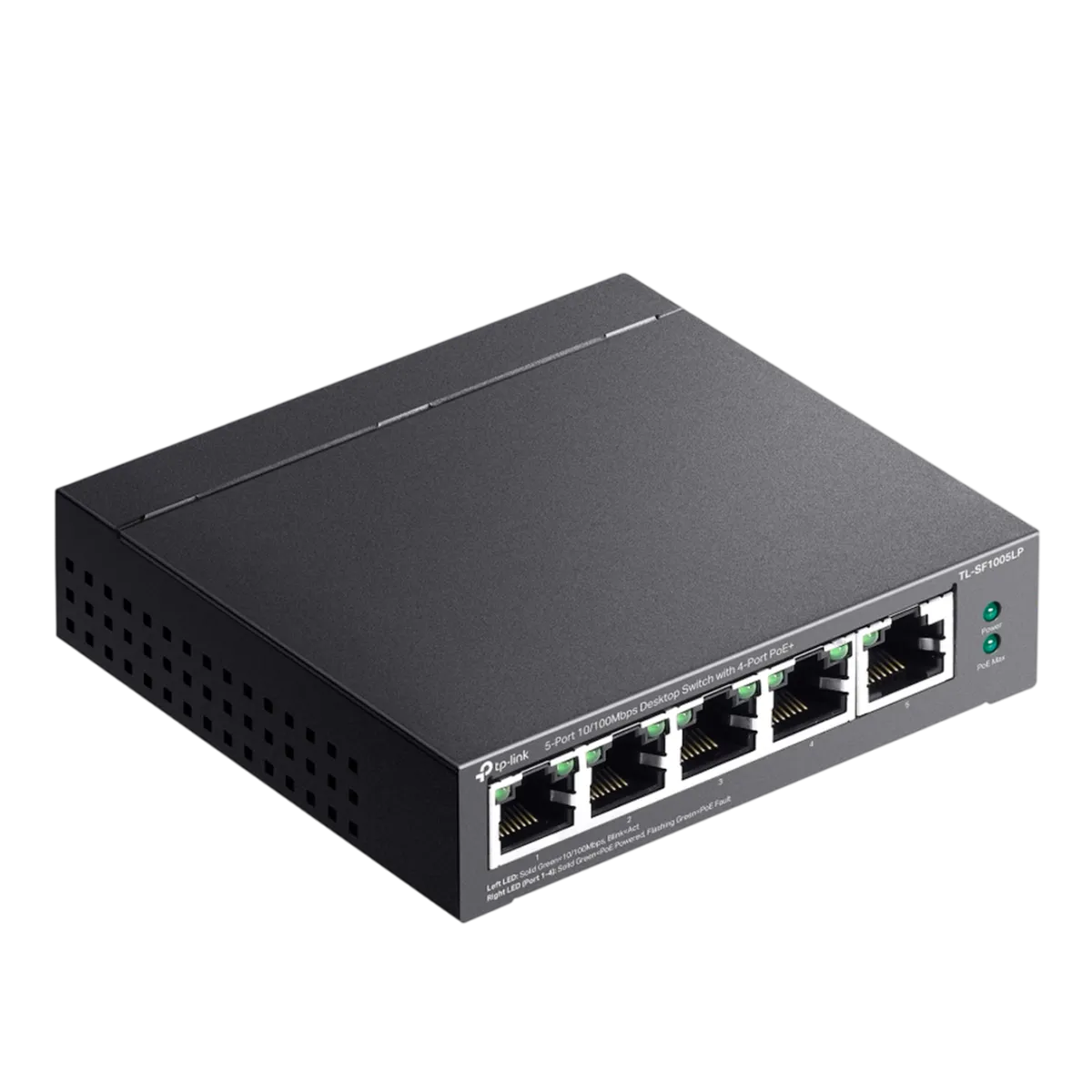 TP-Link TL-SF1005LP / Неуправляемый PoE-коммутатор (4 порта PoE+ 10/100 Мбит/с, 1 порт 10/100 Мбит/с без РоЕ)