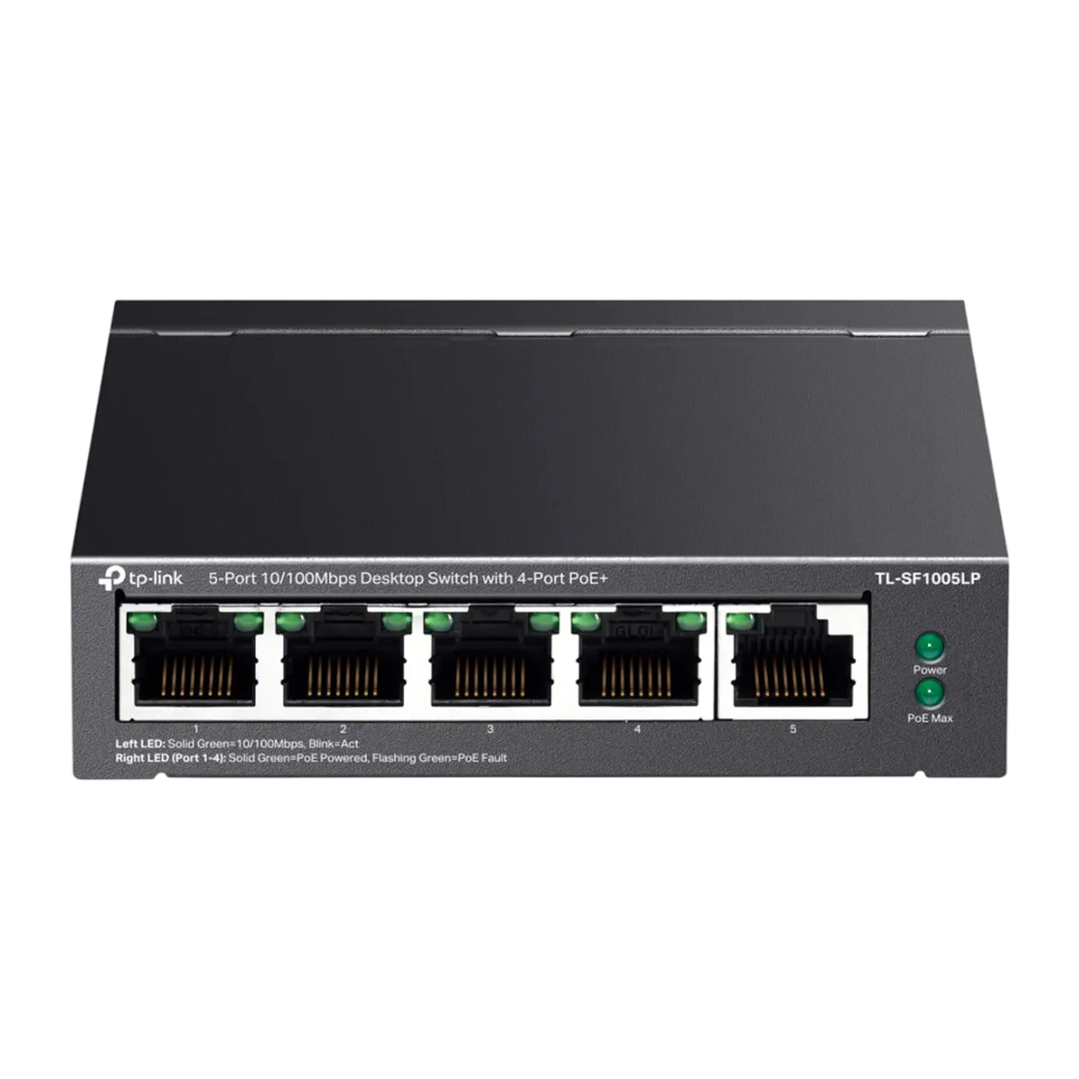 TP-Link TL-SF1005LP / Неуправляемый PoE-коммутатор (4 порта PoE+ 10/100 Мбит/с, 1 порт 10/100 Мбит/с без РоЕ)