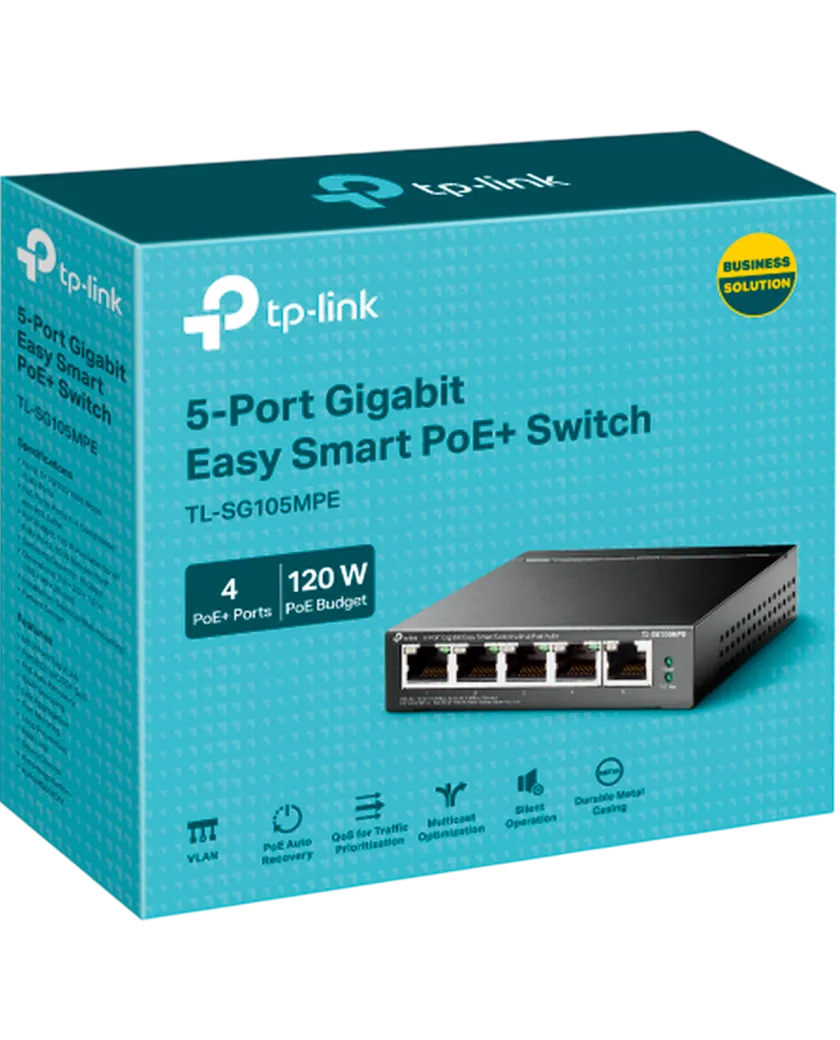 TP-Link TL-SG105MPE / Easy Smart гигабитный 5-портовый PoE-коммутатор (4 порта PoE+ и 1 порт без РоЕ)