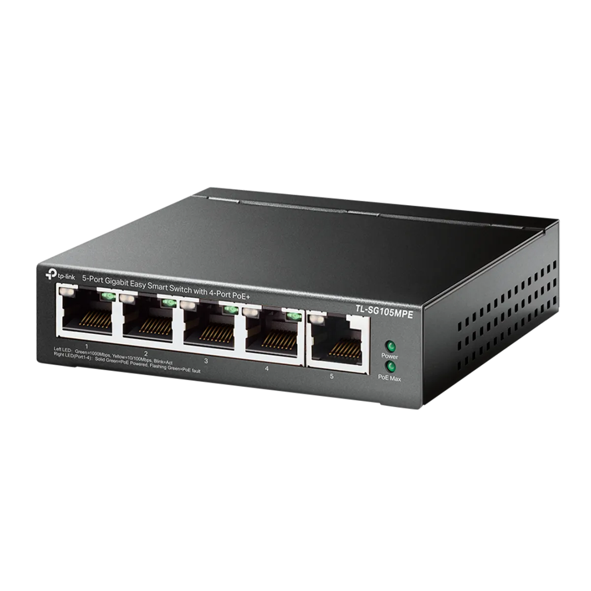 TP-Link TL-SG105MPE / Easy Smart гигабитный 5-портовый PoE-коммутатор (4 порта PoE+ и 1 порт без РоЕ)