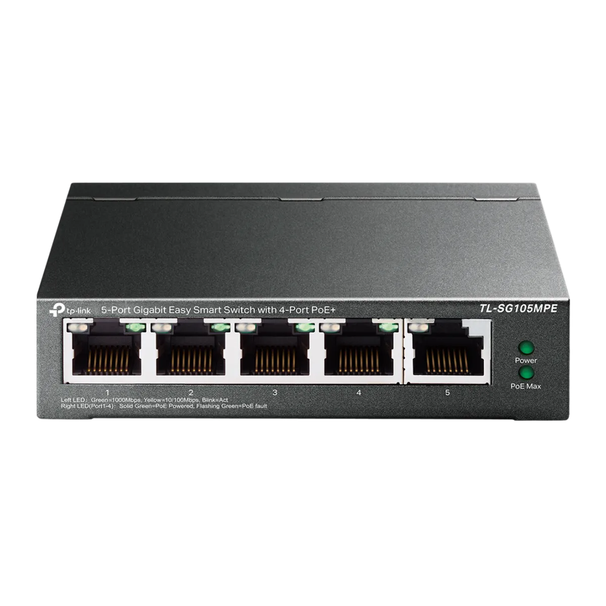 TP-Link TL-SG105MPE / Easy Smart гигабитный 5-портовый PoE-коммутатор (4 порта PoE+ и 1 порт без РоЕ)