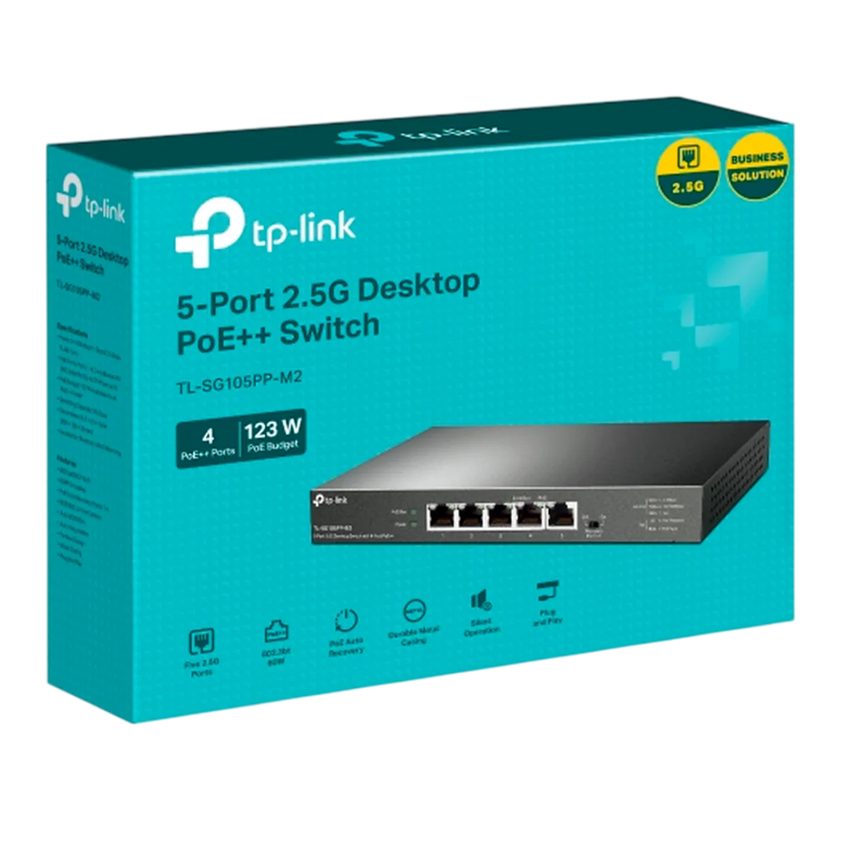 TP-Link TL-SG105PP-M2 / Неуправляемый мультигигабитный (2.5G) 5-портовый PoE-коммутатор (4 порта PoE+, 1 порт без РоЕ)