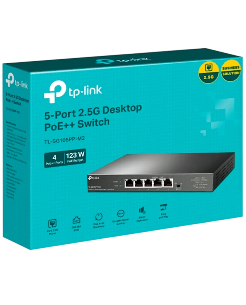 TP-Link TL-SG105PP-M2 / Неуправляемый мультигигабитный (2.5G) 5-портовый PoE-коммутатор (4 порта PoE+, 1 порт без РоЕ)