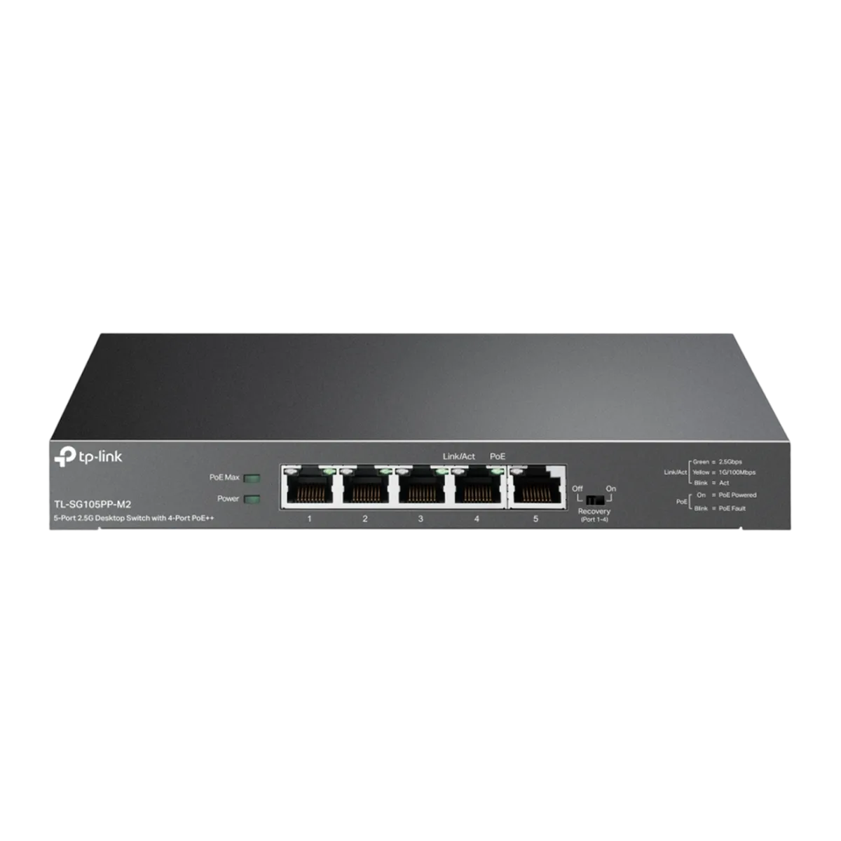 TP-Link TL-SG105PP-M2 / Неуправляемый мультигигабитный (2.5G) 5-портовый PoE-коммутатор (4 порта PoE+, 1 порт без РоЕ)