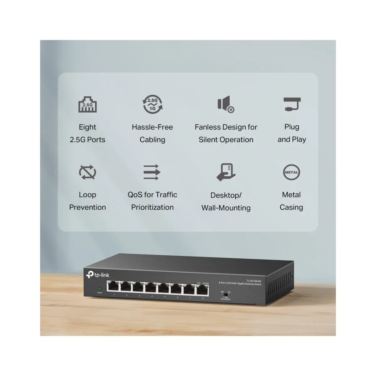 TP-Link TL-SG108-M2 / Неуправляемый мультигигабитный (2.5G) 8-портовый коммутатор