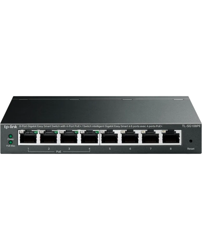 TP-Link TL-SG108PE / Easy Smart гигабитный 8-портовый PoE-коммутатор (4 порта PoE+ и 4 порта без РоЕ)
