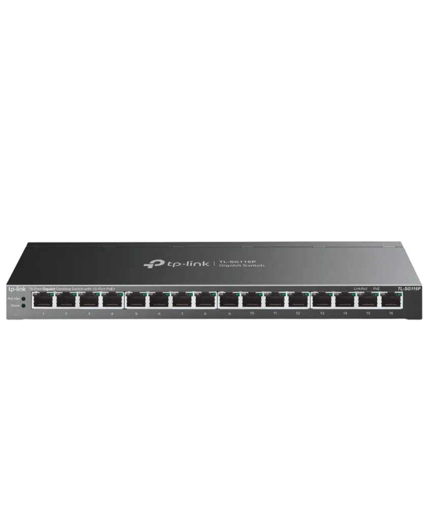 TP-Link TL-SG116P / Неуправляемый гигабитный 16-портовый PoE-коммутатор (16 портов PoE+)
