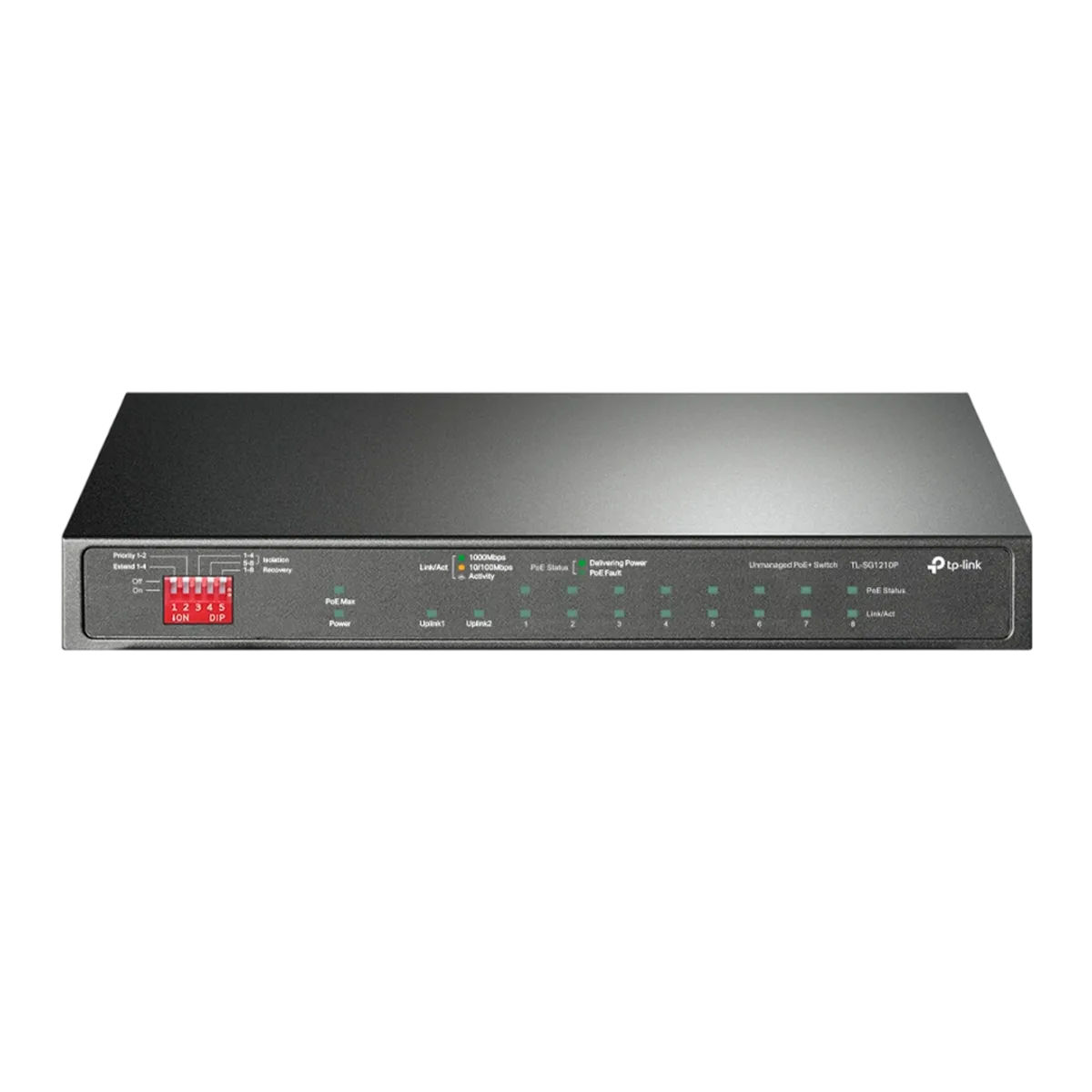 TP-Link TL-SG1210P / Неуправляемый гигабитный 10-портовый PoE-коммутатор (8 портов PoE+, 1 порт без РоЕ и 1 слот SFP)