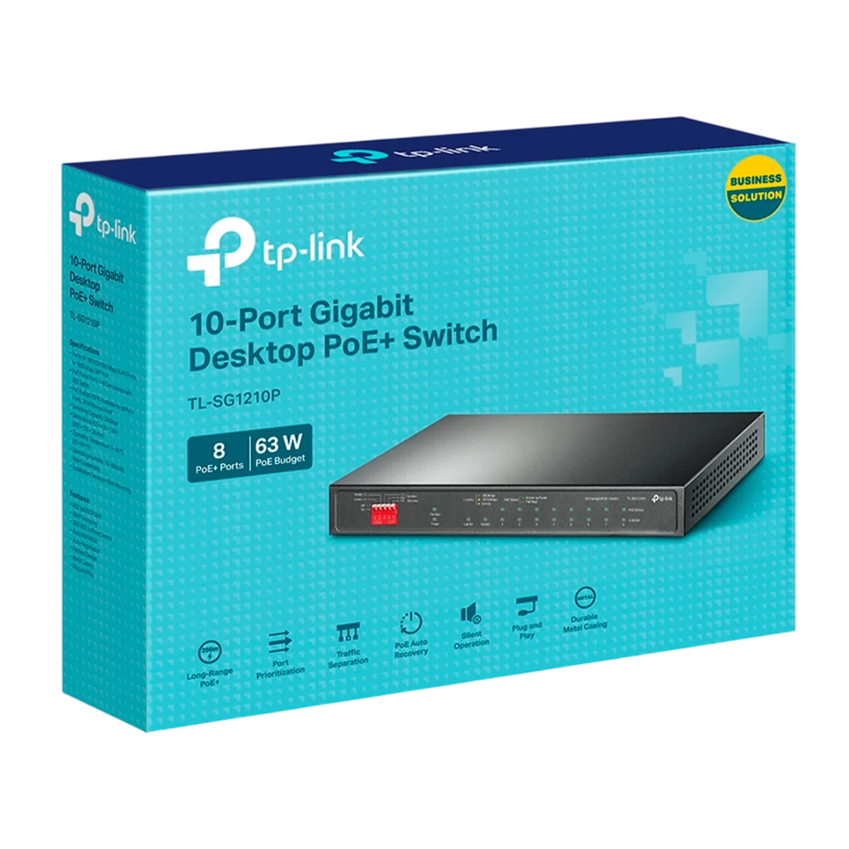 TP-Link TL-SG1210P / Неуправляемый гигабитный 10-портовый PoE-коммутатор (8 портов PoE+, 1 порт без РоЕ и 1 слот SFP)