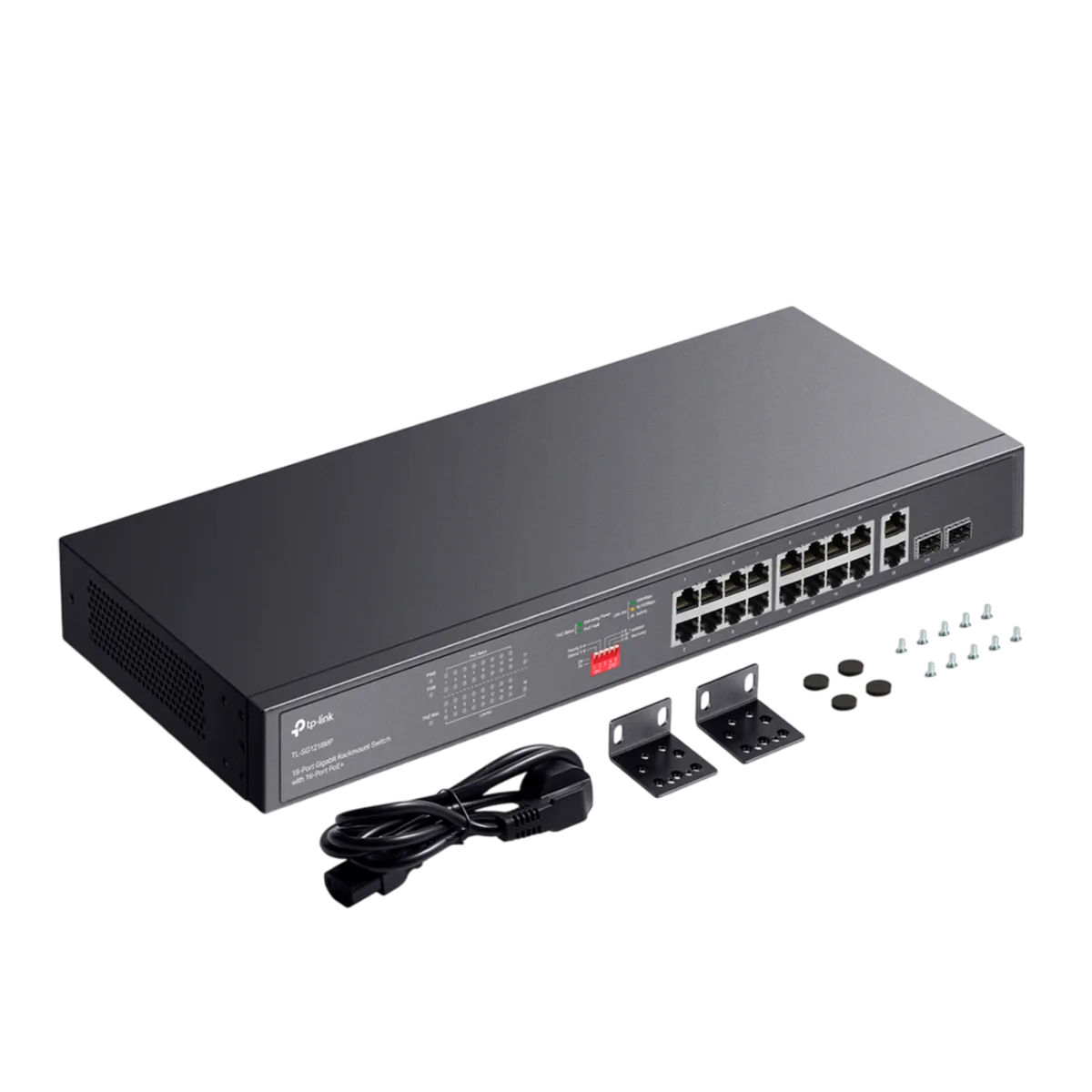 TP-Link TL-SG1218MP / Неуправляемый гигабитный 18-портовый PoE-коммутатор (16 портов PoE+ и 2 Combo-порта RJ45/SFP)