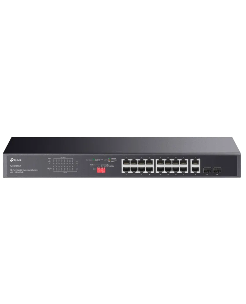 TP-Link TL-SG1218MP / Неуправляемый гигабитный 18-портовый PoE-коммутатор (16 портов PoE+ и 2 Combo-порта RJ45/SFP)