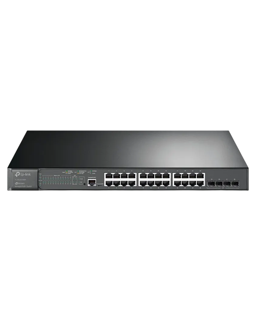 TP-Link TL-SG3428MP / JetStream 24‑портовый гигабитный управляемый РоЕ-коммутатор L2 с 4 SFP‑слотами
