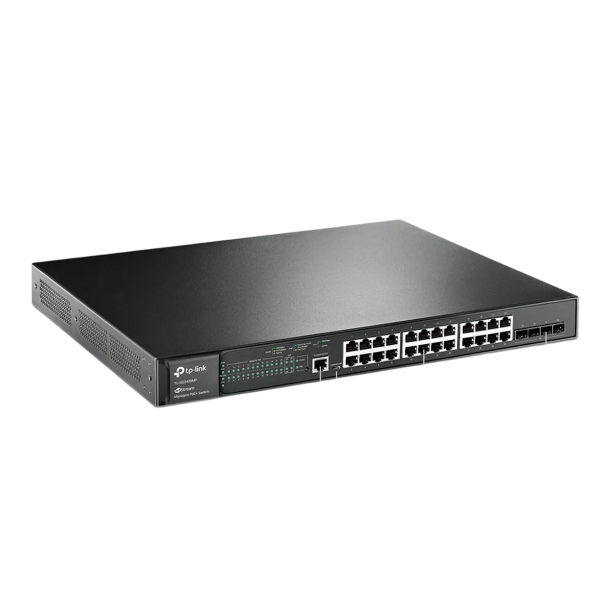 TP-Link TL-SG3428MP / JetStream 24‑портовый гигабитный управляемый РоЕ-коммутатор L2 с 4 SFP‑слотами