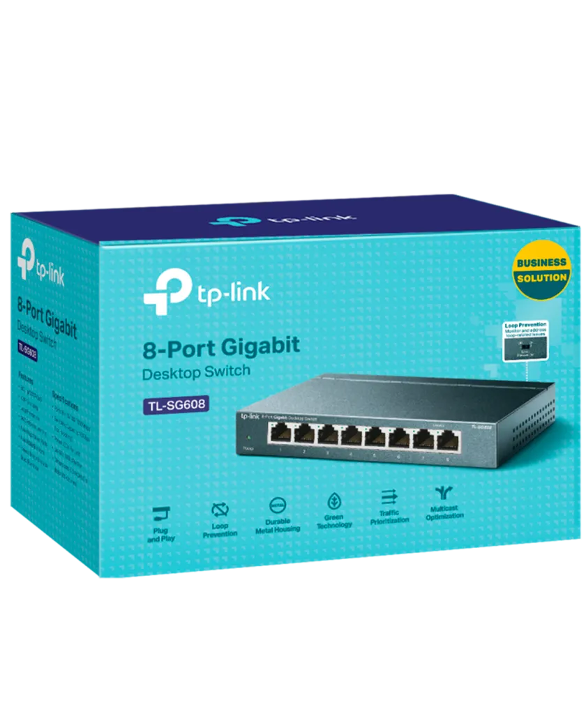 TP-Link TL-SG608P / Нуправляемый гигабитный коммутатор с 8 портами и поддержкой PoE+ с 4 портами