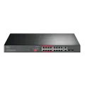 TP-Link TL-SL1218MP / Неуправляемый PoE-коммутатор (16 портов PoE+ 10/100 Мбит/с, 2 гигабитных порта без PoE и 2 слота SFP)