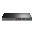 TP-Link TL-SL1218P / Неуправляемый PoE-коммутатор (16 портов PoE+ 10/100 Мбит/с, 1 гигабитный порт без PoE и 1 Combo-порт RJ45/SFP)