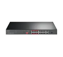 TP-Link TL-SL1218P / Неуправляемый PoE-коммутатор (16 портов PoE+ 10/100 Мбит/с, 1 гигабитный порт без PoE и 1 Combo-порт RJ45/SFP)