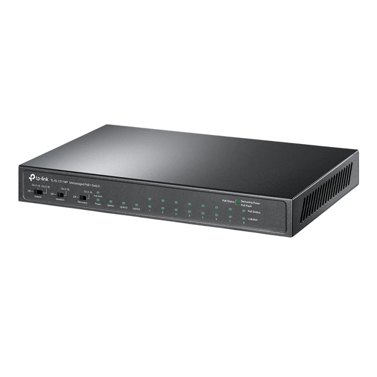 TP-Link TL-SL1311MP / Неуправляемый PoE-коммутатор (8 портов PoE+ 10/100 Мбит/с, 2 гигабитных порта без РоЕ и 1 слот SFP)