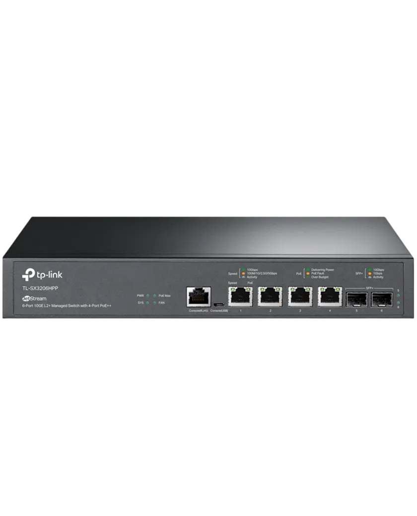 TP-Link TL-SX3206HPP / Управляемый коммутатор JetStream с 6 портами 10GE L2+ и 4 портами PoE++