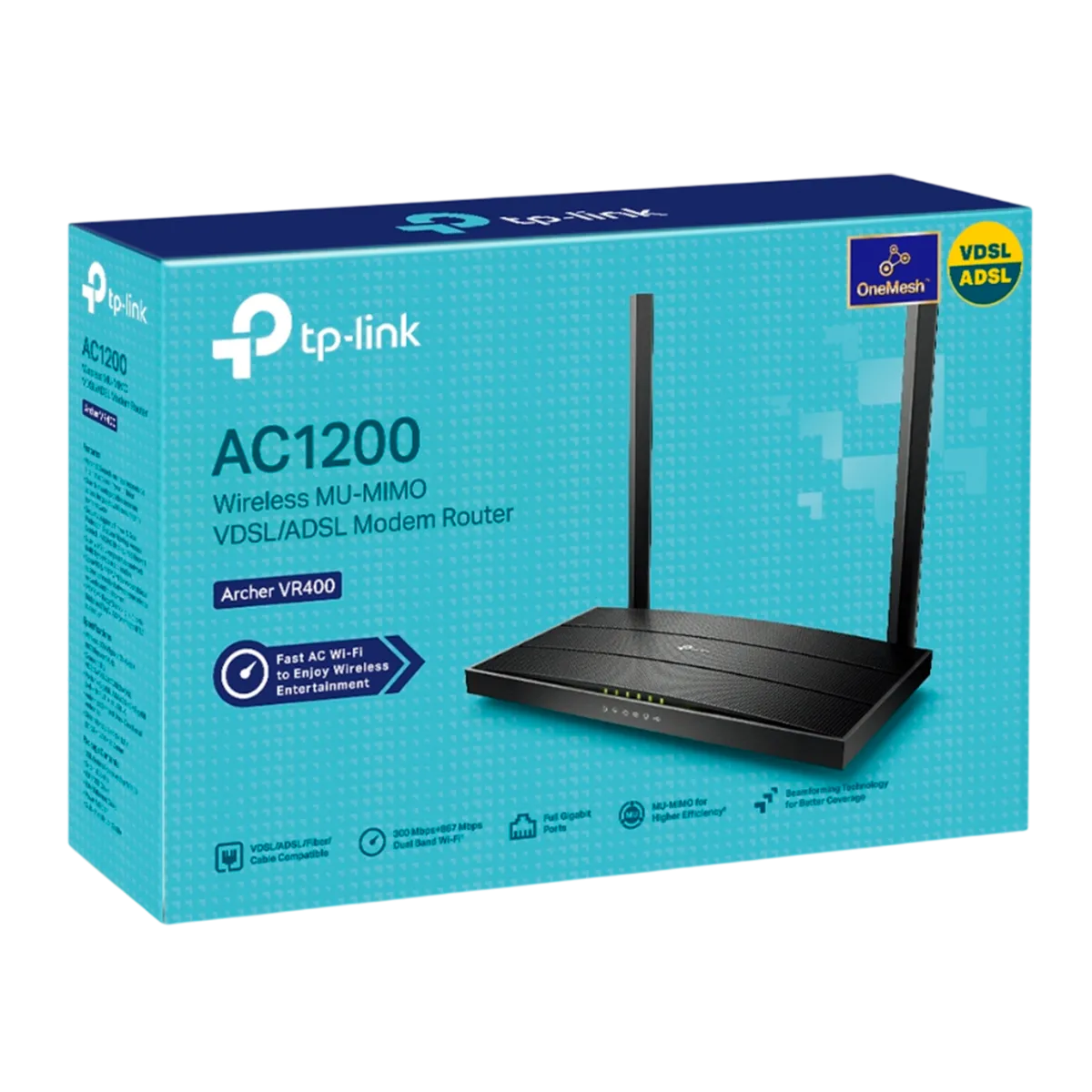 TP-Link Archer VR400 / AC1200 Беспроводной двухдиапазонный маршрутизатор со встроенным VDSL/ADSL-модемом и USB-портом